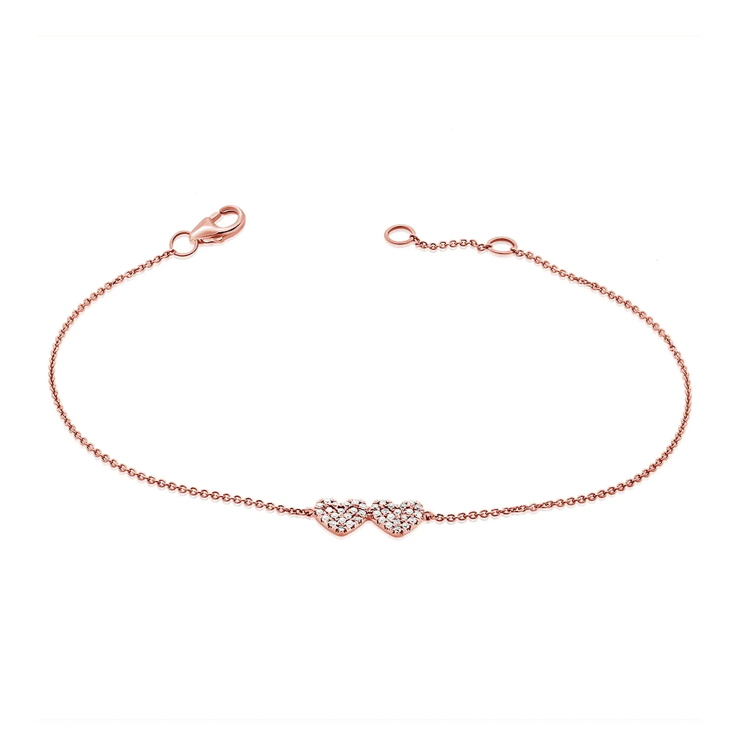 14K White & Yellow Gold Diamond Double Heart Bracelet