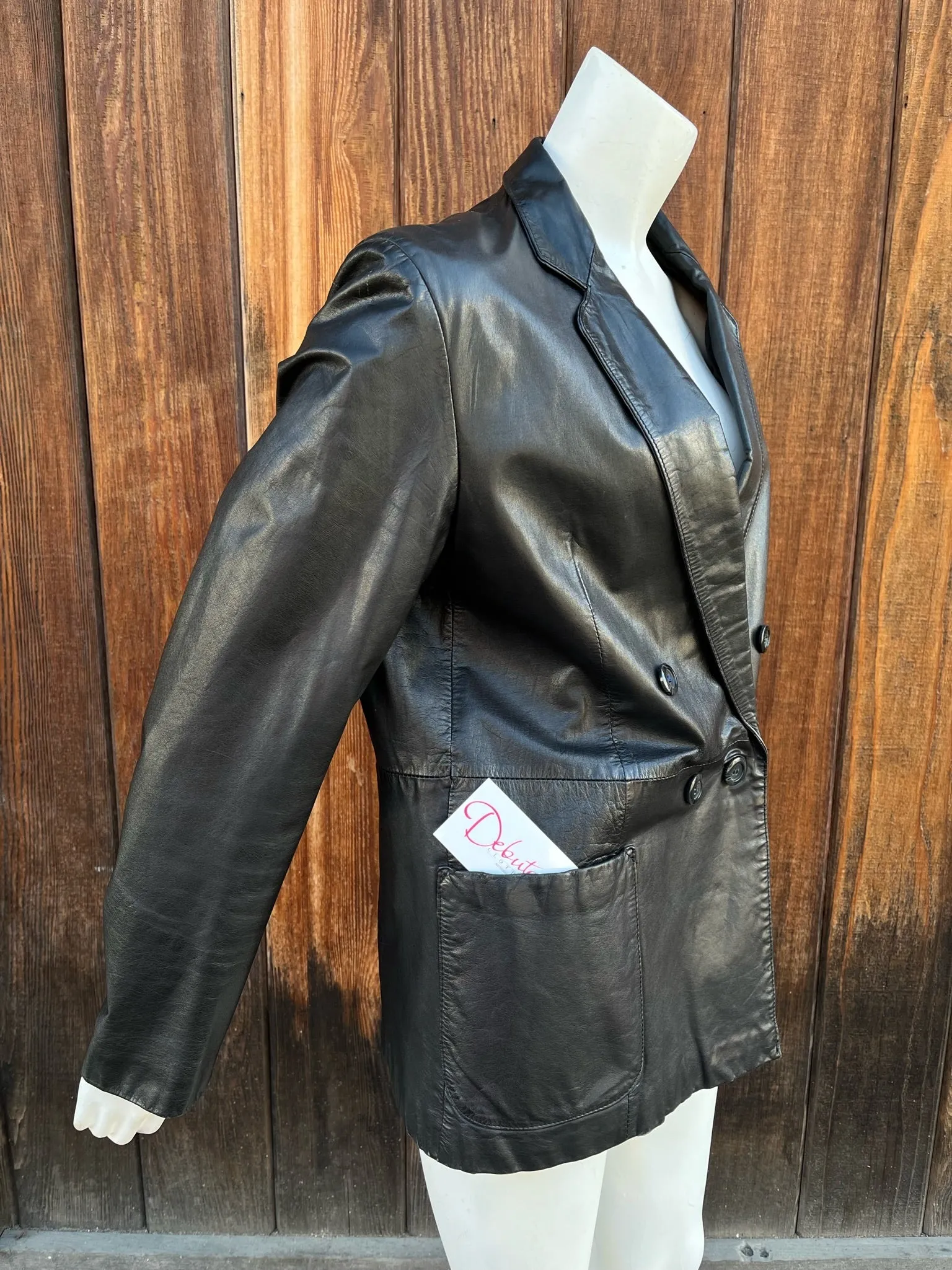 1980s Double Breasted Leather Blazer