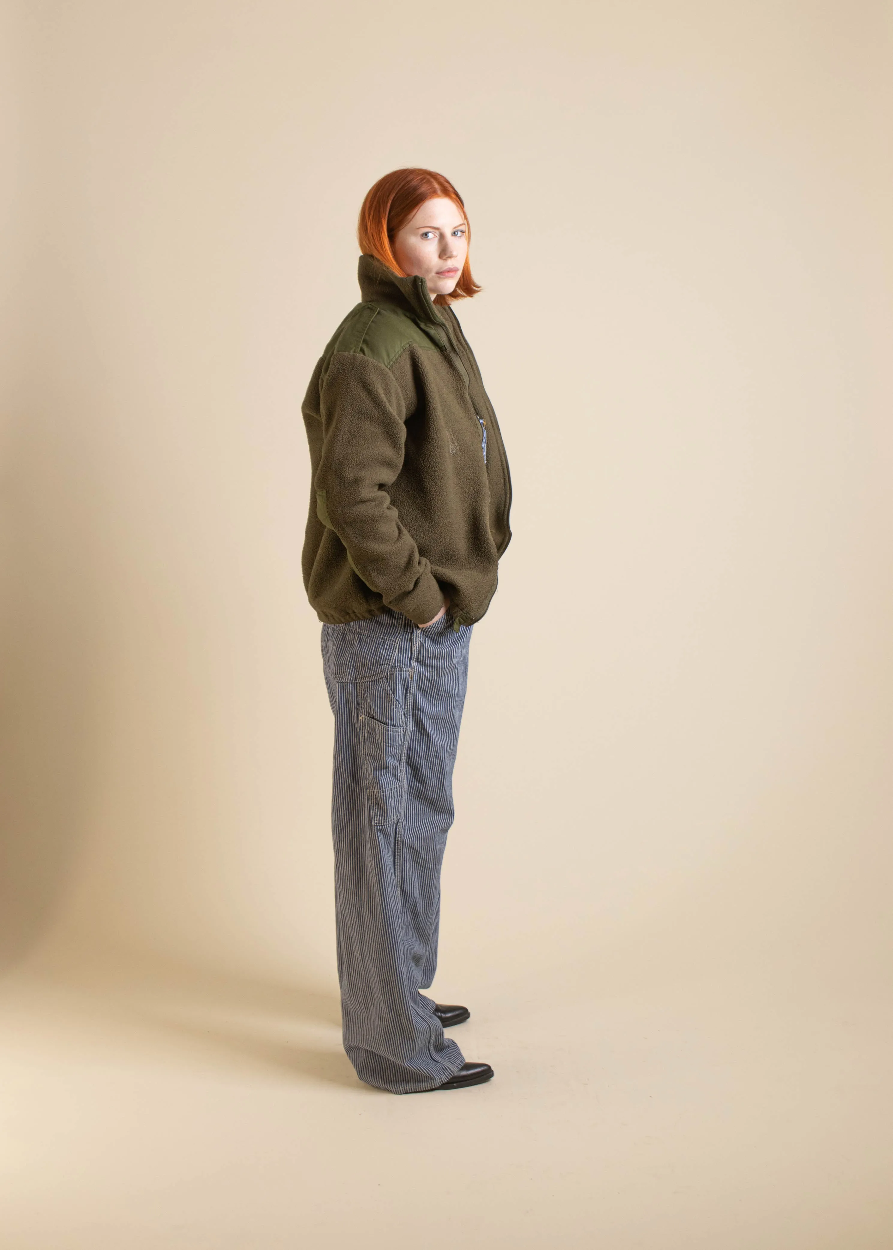 1990s Military Combat Polar Fleece Zip Up Tack Jacket Size S/M