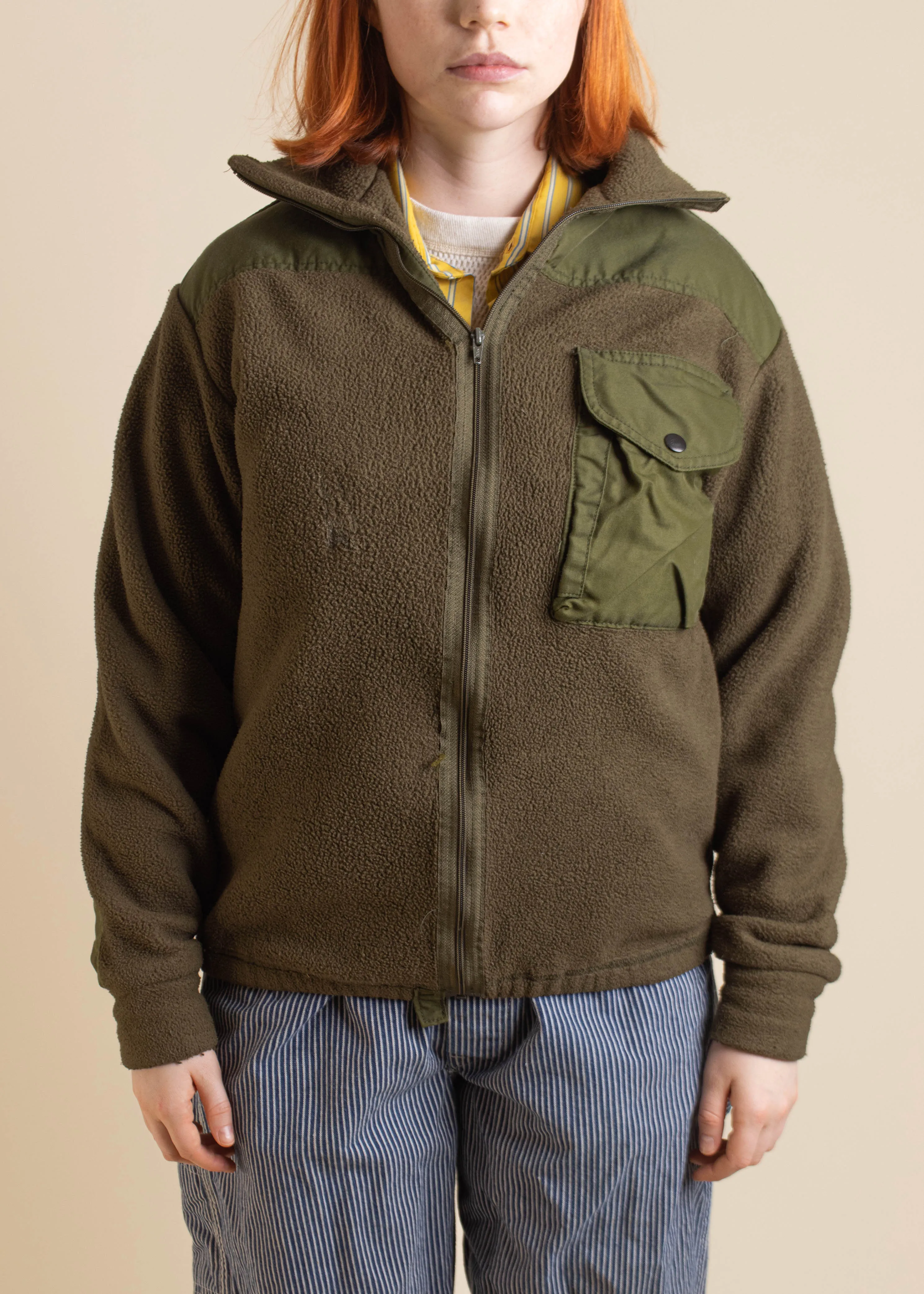1990s Military Combat Polar Fleece Zip Up Tack Jacket Size S/M