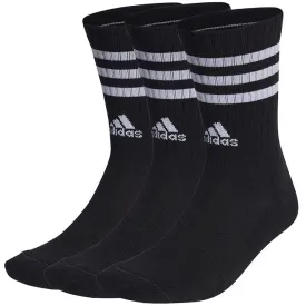 Adidas Accessories 3 Pack 3 Stripe Cushioned Crew Sock Black White