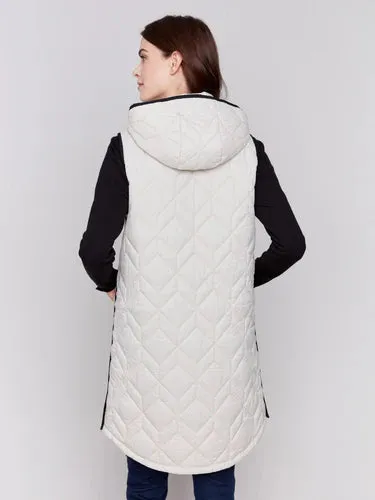 Almond Hooded Quilted Vest