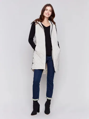 Almond Hooded Quilted Vest