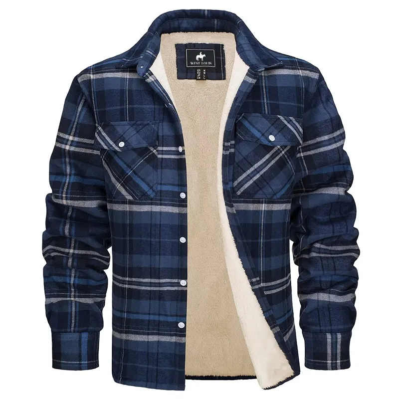 Angelo Ricci™ Fleece Plaid Flannel Sherpa Shirt Jacket