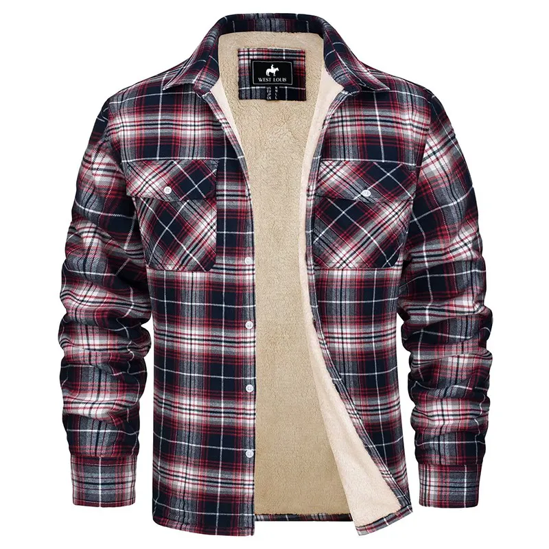 Angelo Ricci™ Fleece Plaid Flannel Sherpa Shirt Jacket