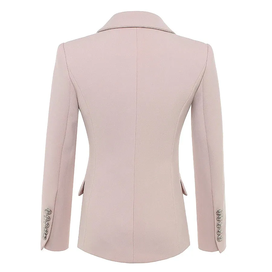 Baroque Style Dusty Pink Blazer with  Long Sleeve & Gold Lion Buttons