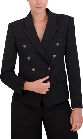 BCBGMAXAZRIA Women's Long Sleeve V Neck Double Breasted Blazer