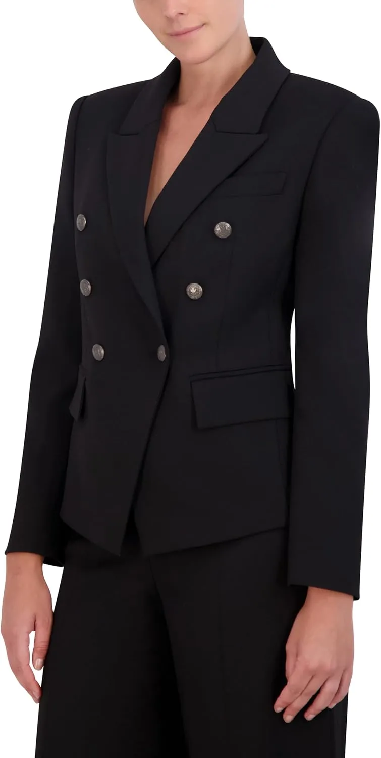 BCBGMAXAZRIA Women's Long Sleeve V Neck Double Breasted Blazer