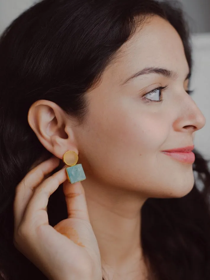 Blissful Crystal Dual Earrings (2 Dual stone Earrings)