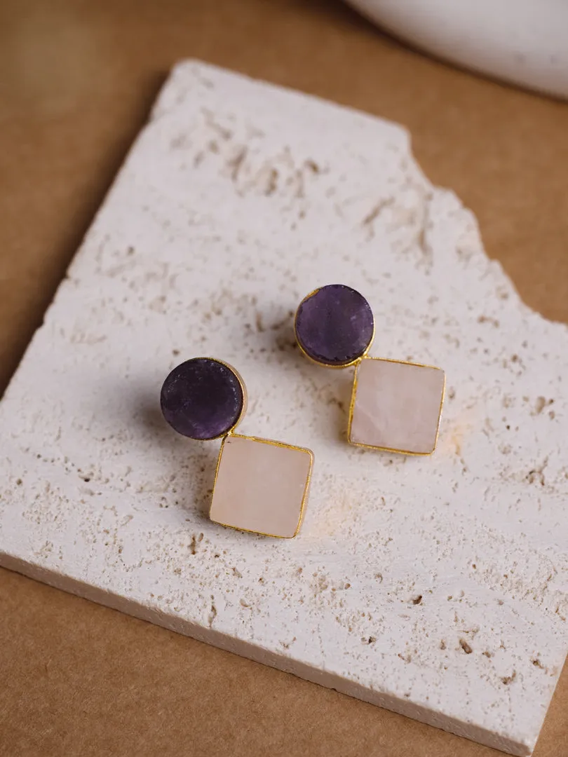 Blissful Crystal Dual Earrings (2 Dual stone Earrings)
