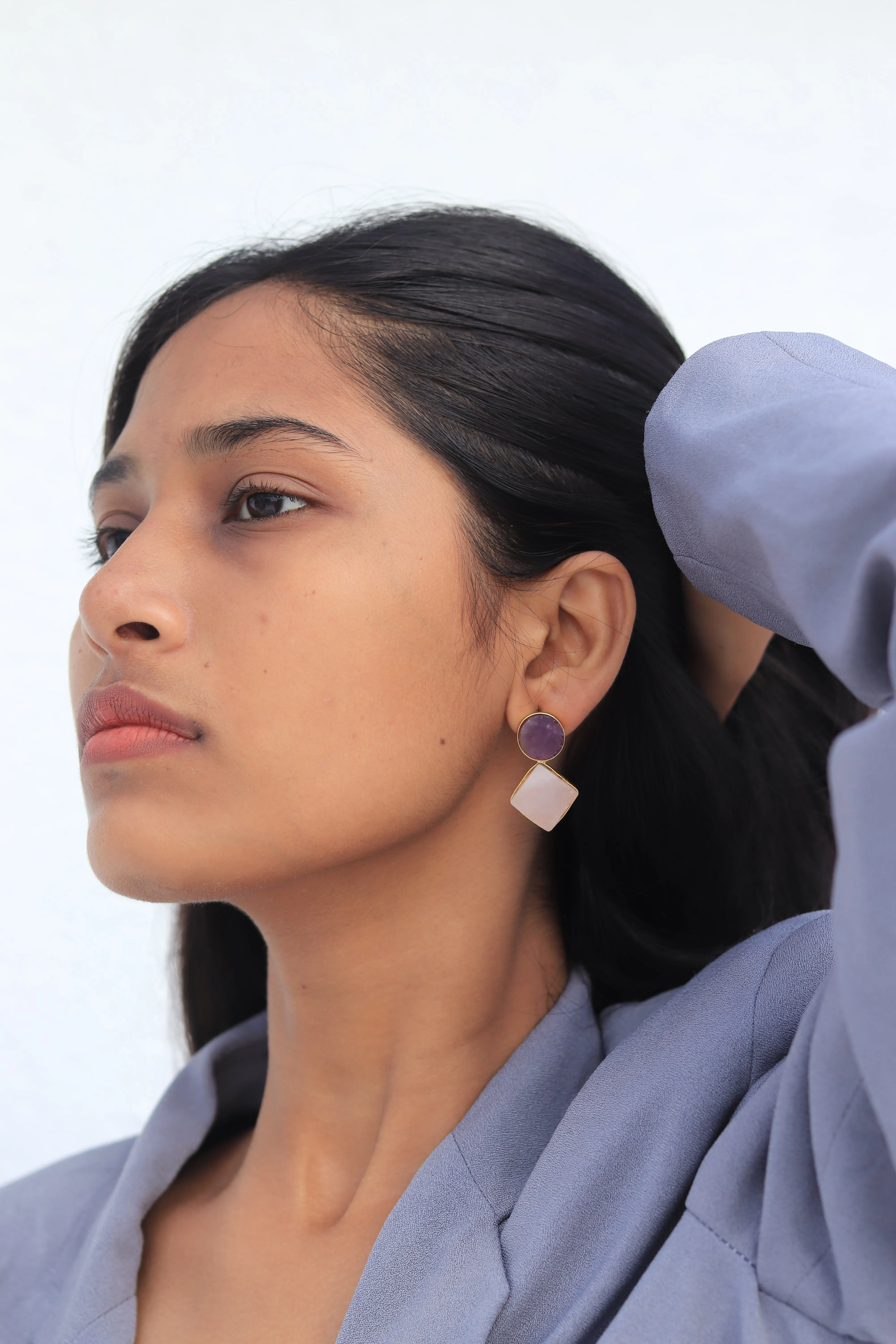 Blissful Crystal Dual Earrings (2 Dual stone Earrings)