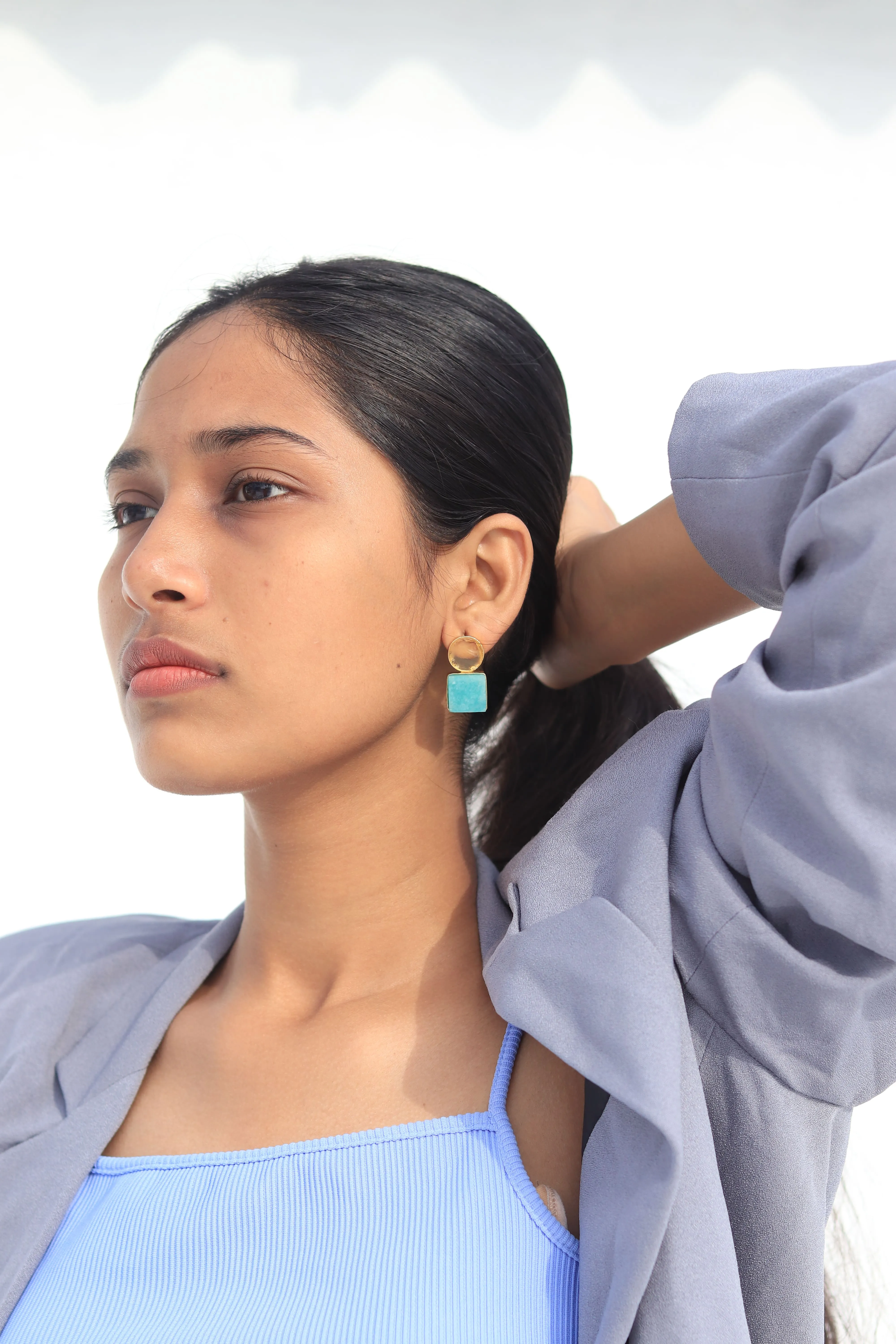 Blissful Crystal Dual Earrings (2 Dual stone Earrings)