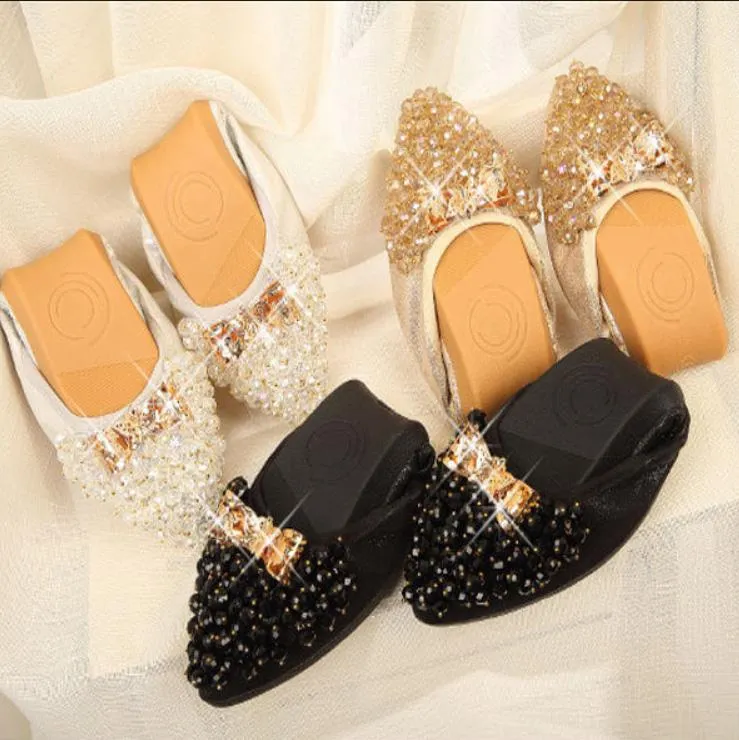 Bow Pointed Close Toe Oxford Rhinestone Flats
