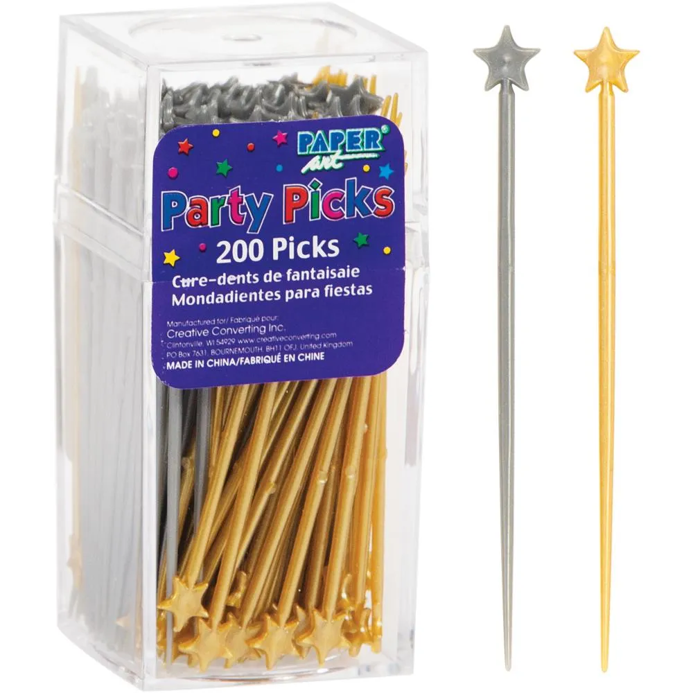 Bulk Gold & Silver Star Picks (2400 per Case)