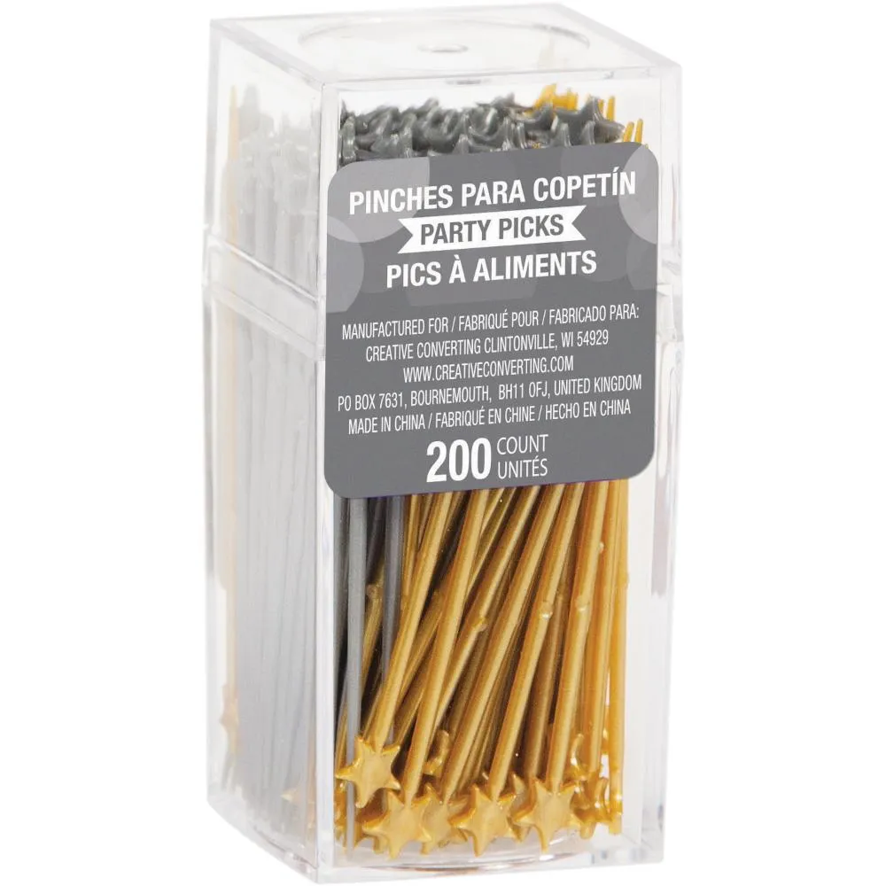Bulk Gold & Silver Star Picks (2400 per Case)