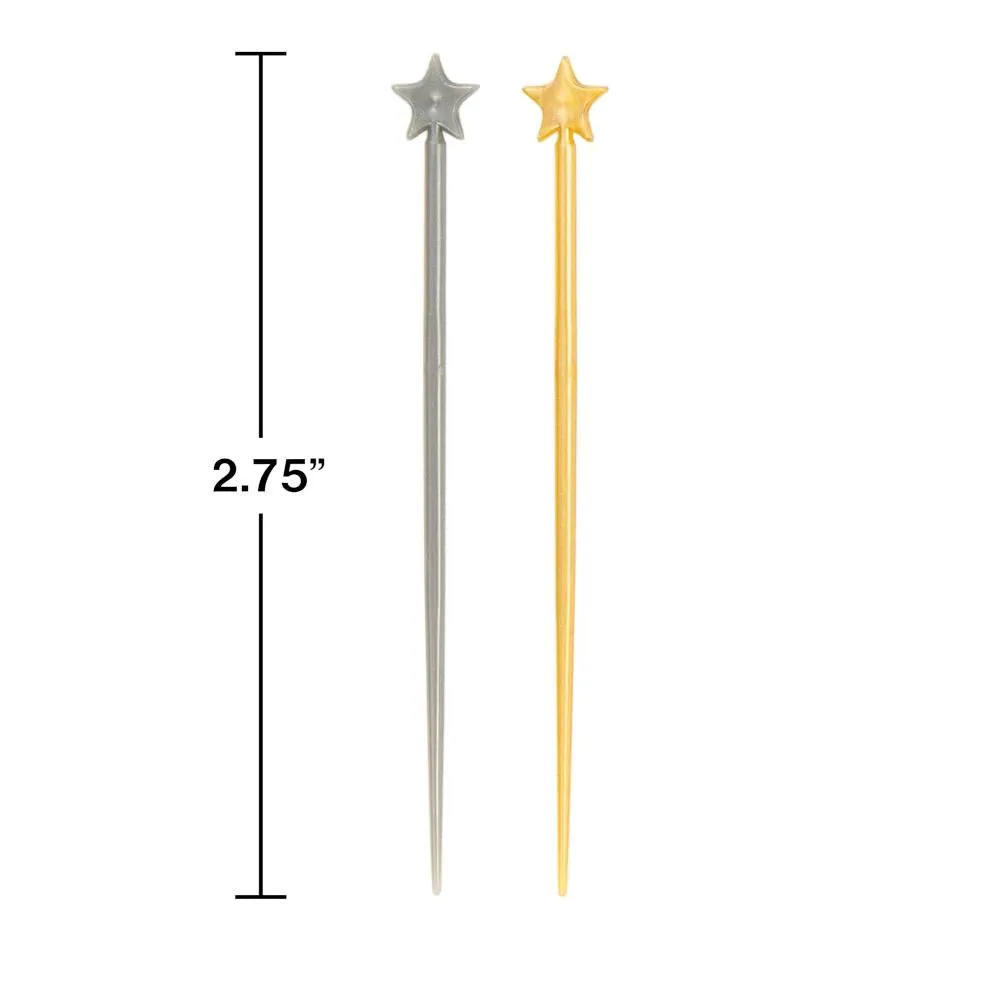 Bulk Gold & Silver Star Picks (2400 per Case)