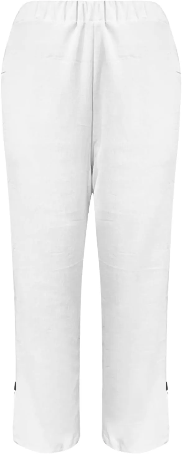 Capri Pants for Women Womens Capris Linen Pants with Pockets Cotton Joggers for Women Ladies Summer Causel Slacks