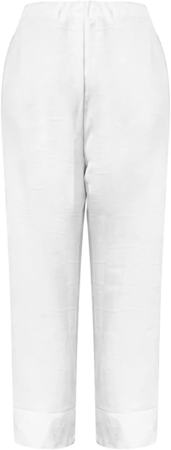 Capri Pants for Women Womens Capris Linen Pants with Pockets Cotton Joggers for Women Ladies Summer Causel Slacks