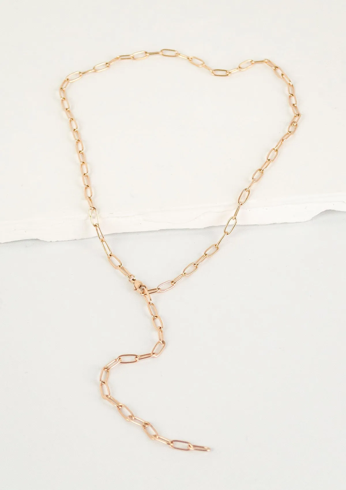 Chunky Chain Y Necklace Rose Gold