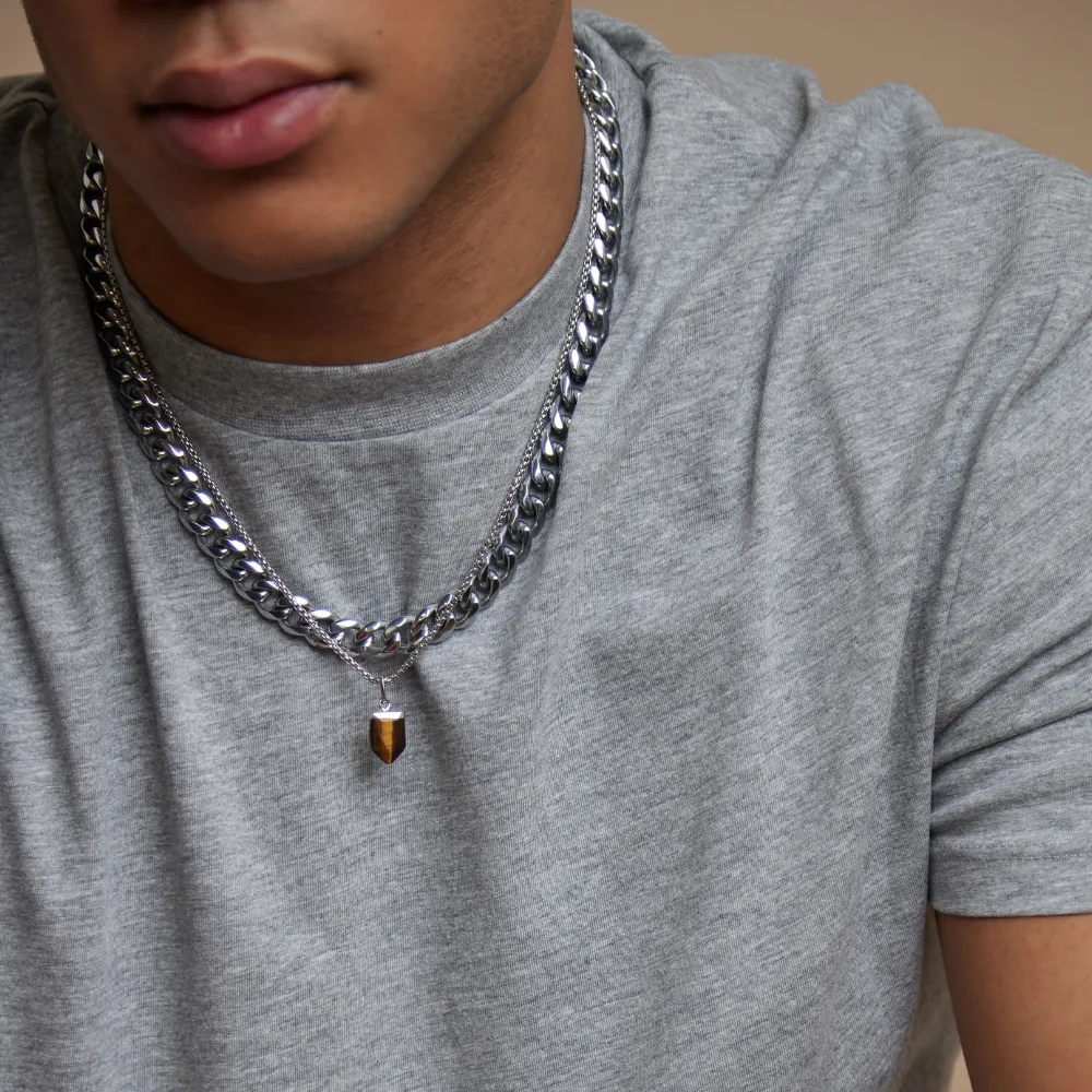Chunky Curb Chain Necklace - Silver