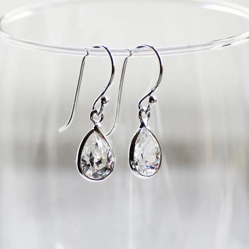 Crystal Raindrops Sterling Silver Earrings