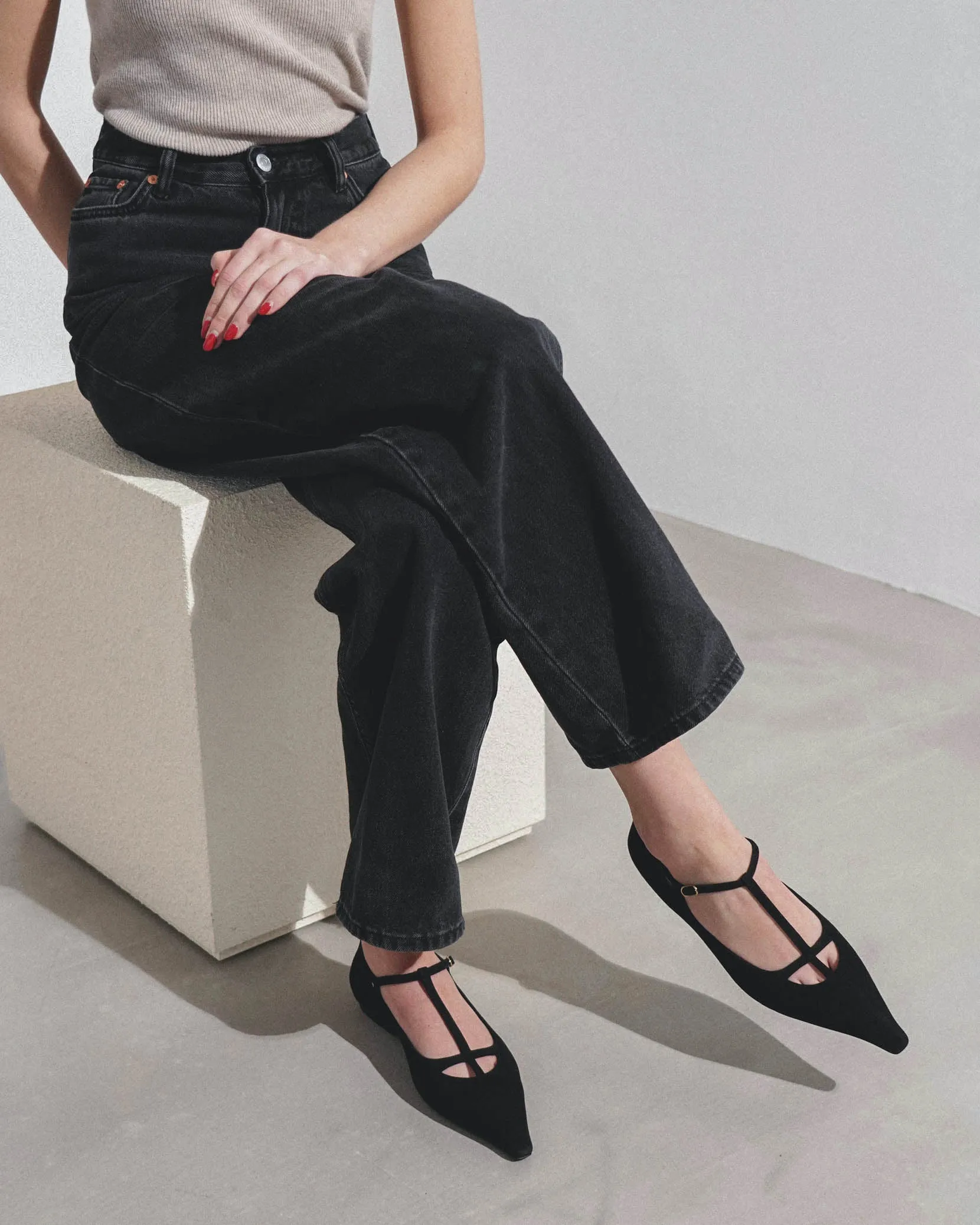 Cyd black suede flats