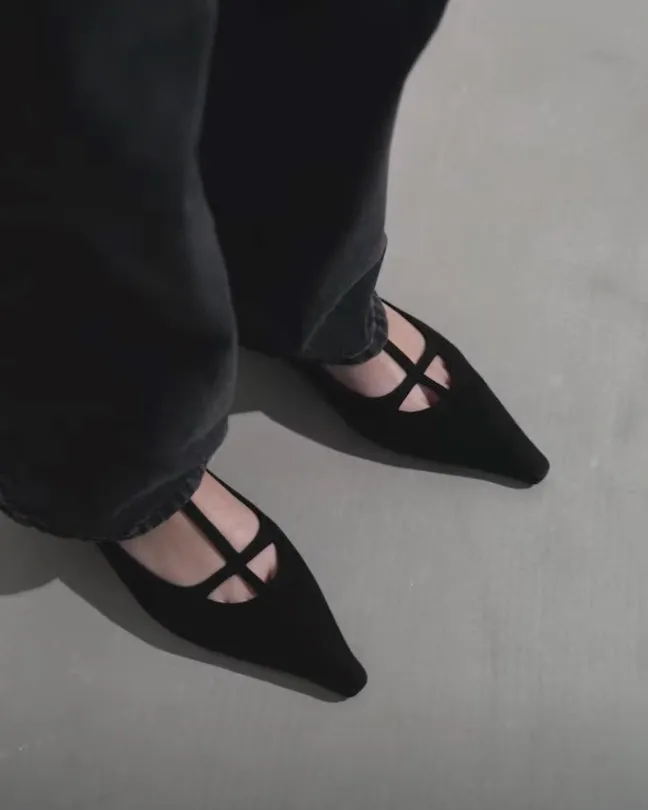 Cyd black suede flats