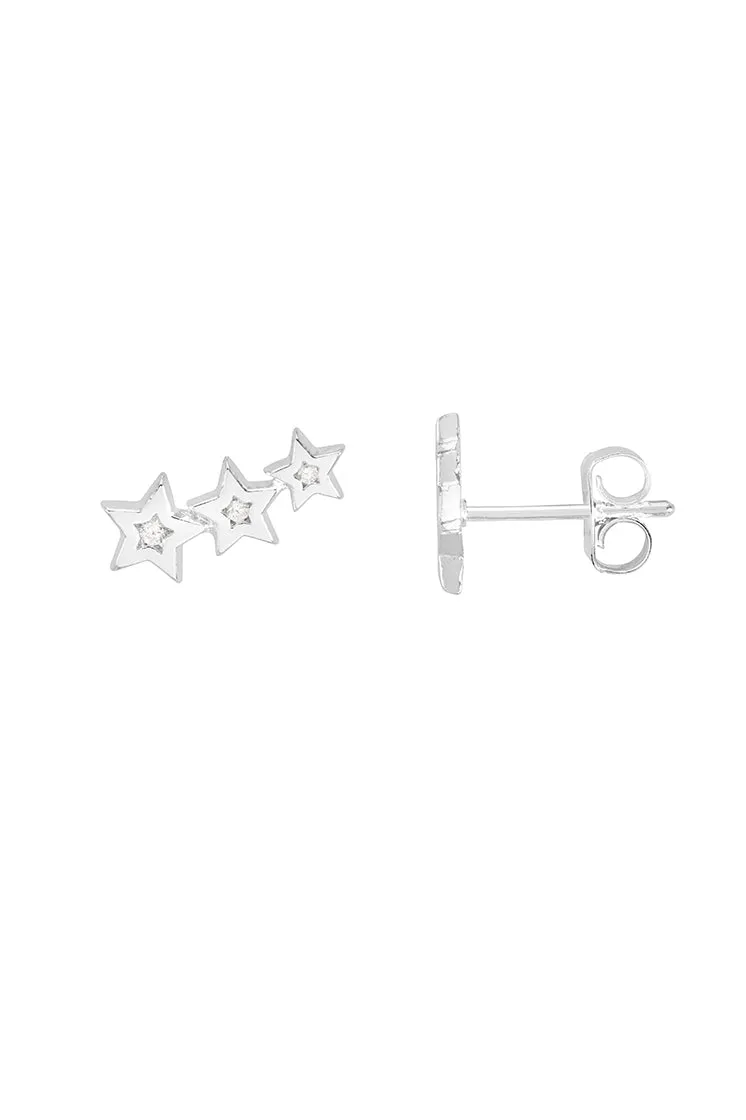 CZ Star Crawler Stud Earrings