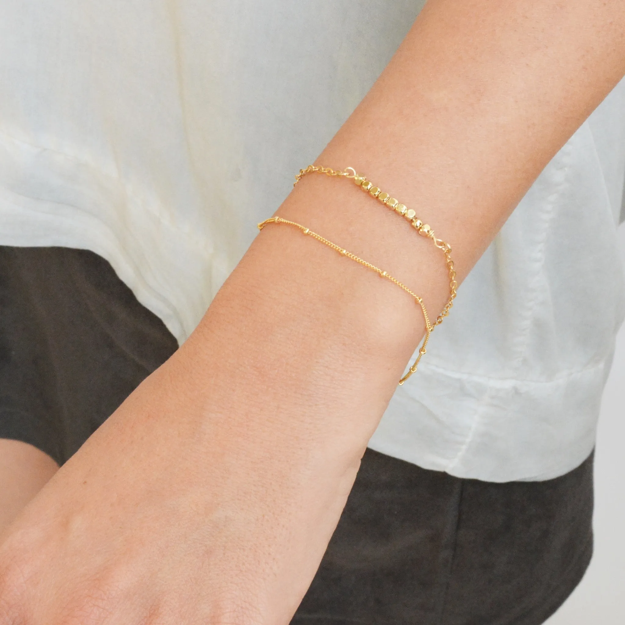 Dainty gold bracelet Gold filled satellite bracelet minimalist bracelet
