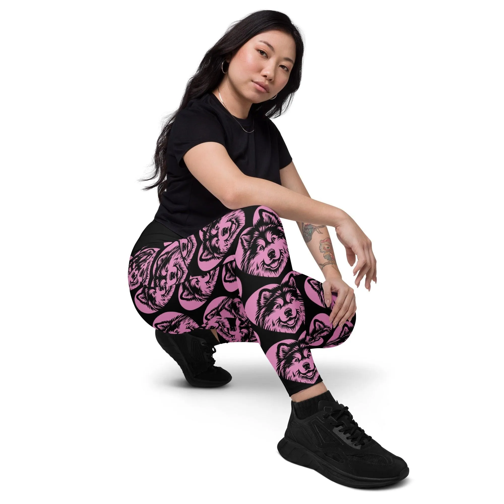 DOG BREED LEGGINGS with pockets - ALASKAN MALAMUTE - HERTTAHOUND - pink