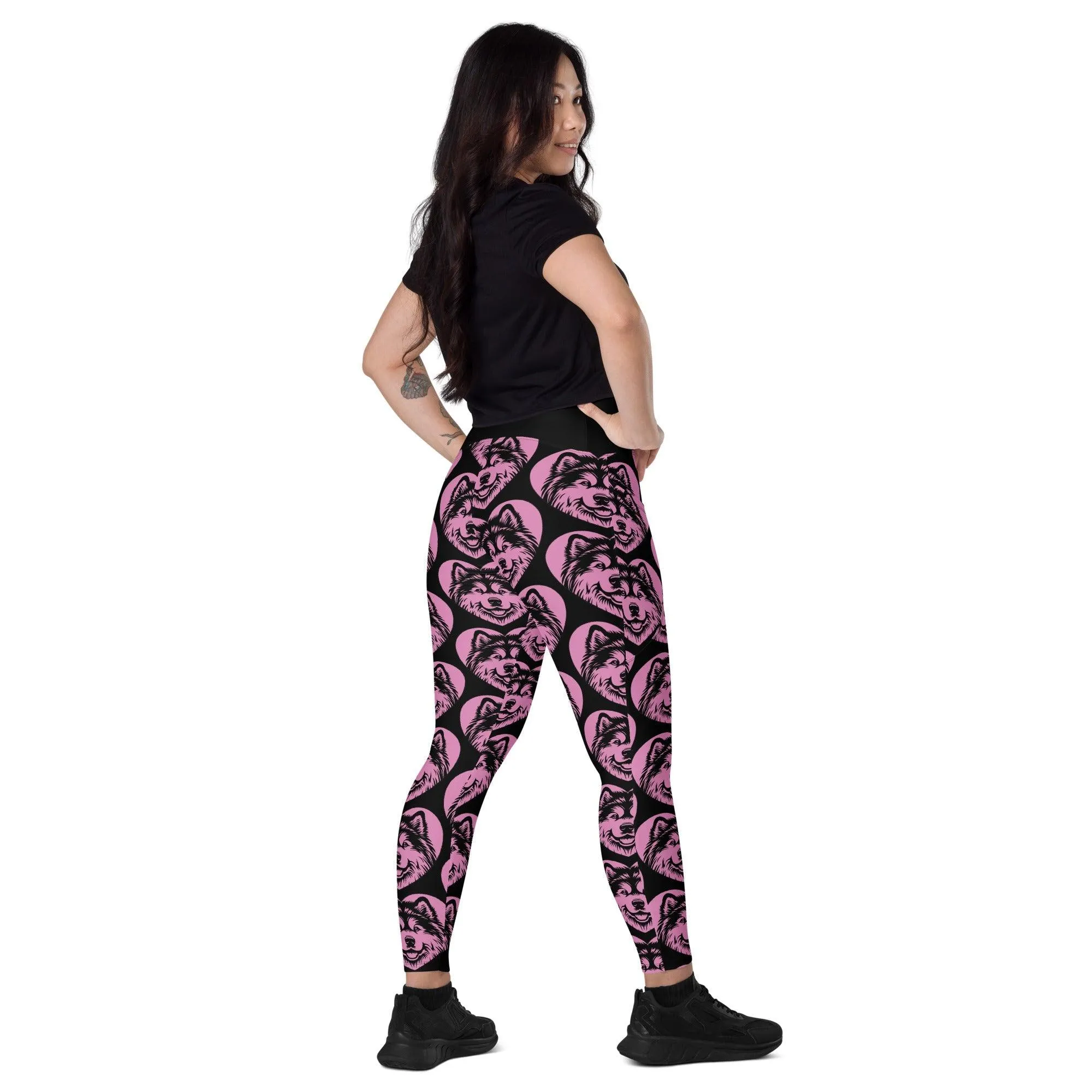 DOG BREED LEGGINGS with pockets - ALASKAN MALAMUTE - HERTTAHOUND - pink
