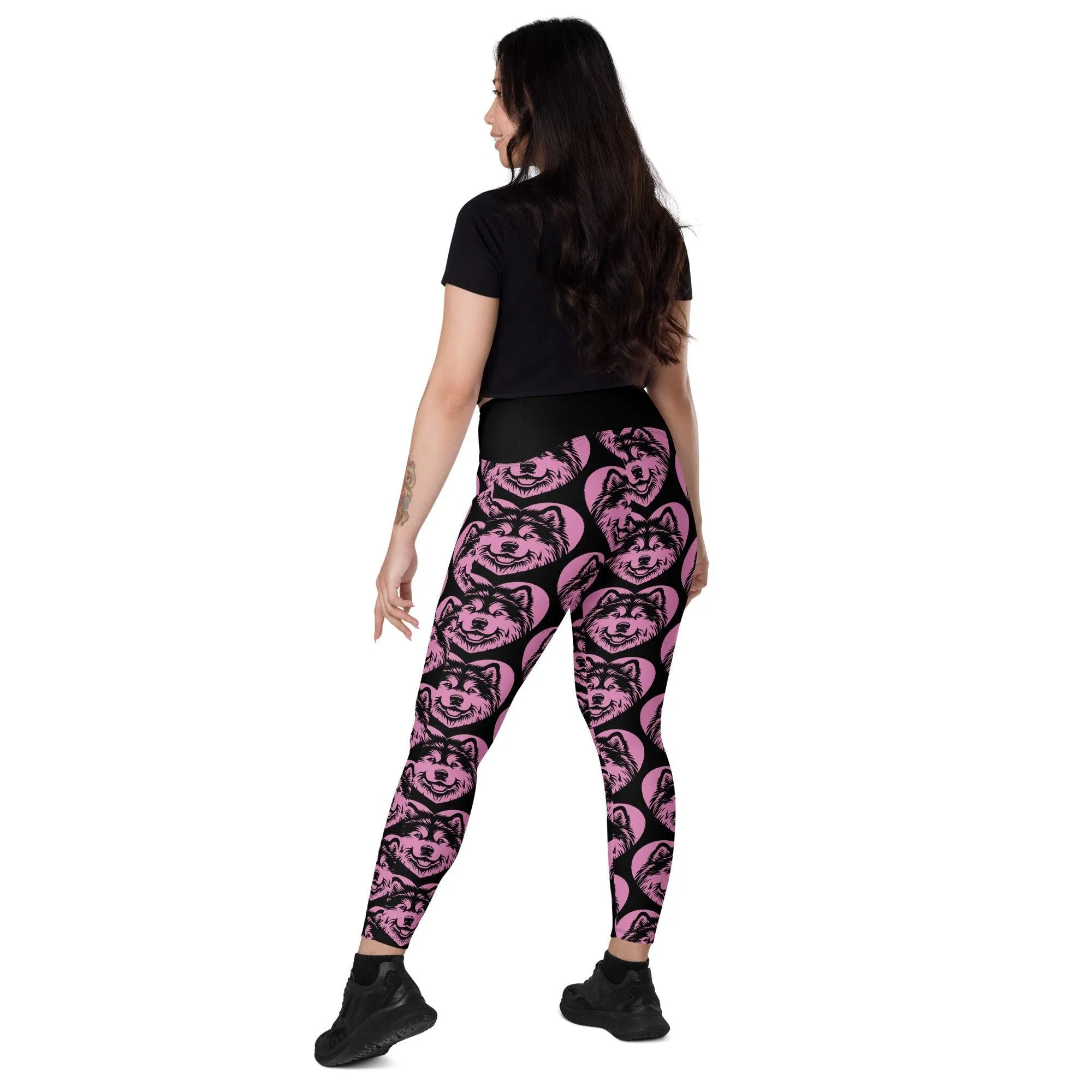 DOG BREED LEGGINGS with pockets - ALASKAN MALAMUTE - HERTTAHOUND - pink