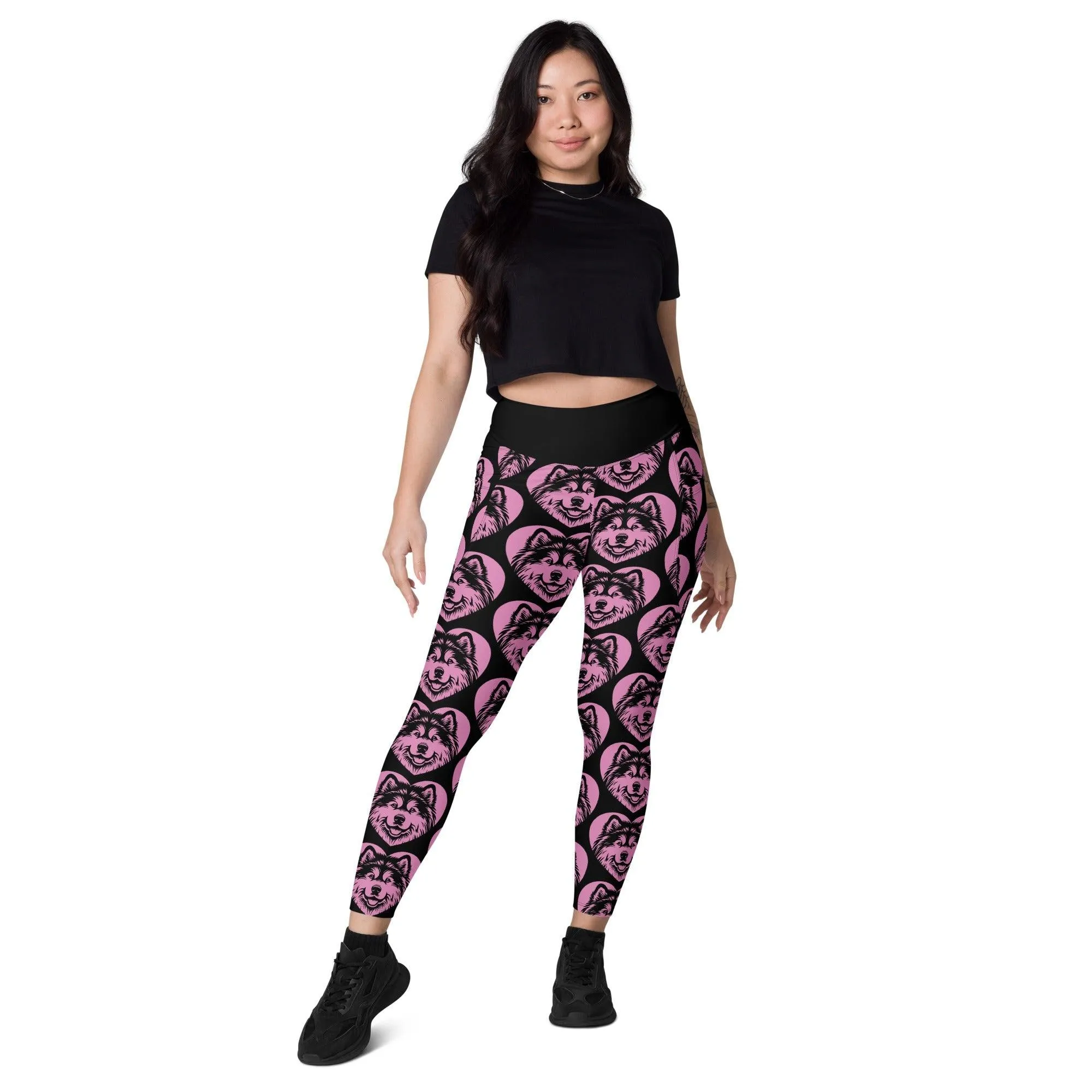 DOG BREED LEGGINGS with pockets - ALASKAN MALAMUTE - HERTTAHOUND - pink