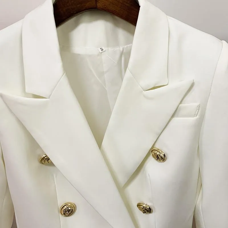 Double Breasted Gold Button Blazer