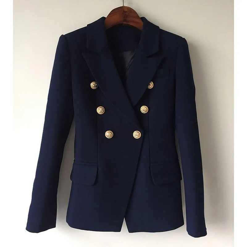 Double Breasted Gold Button Blazer