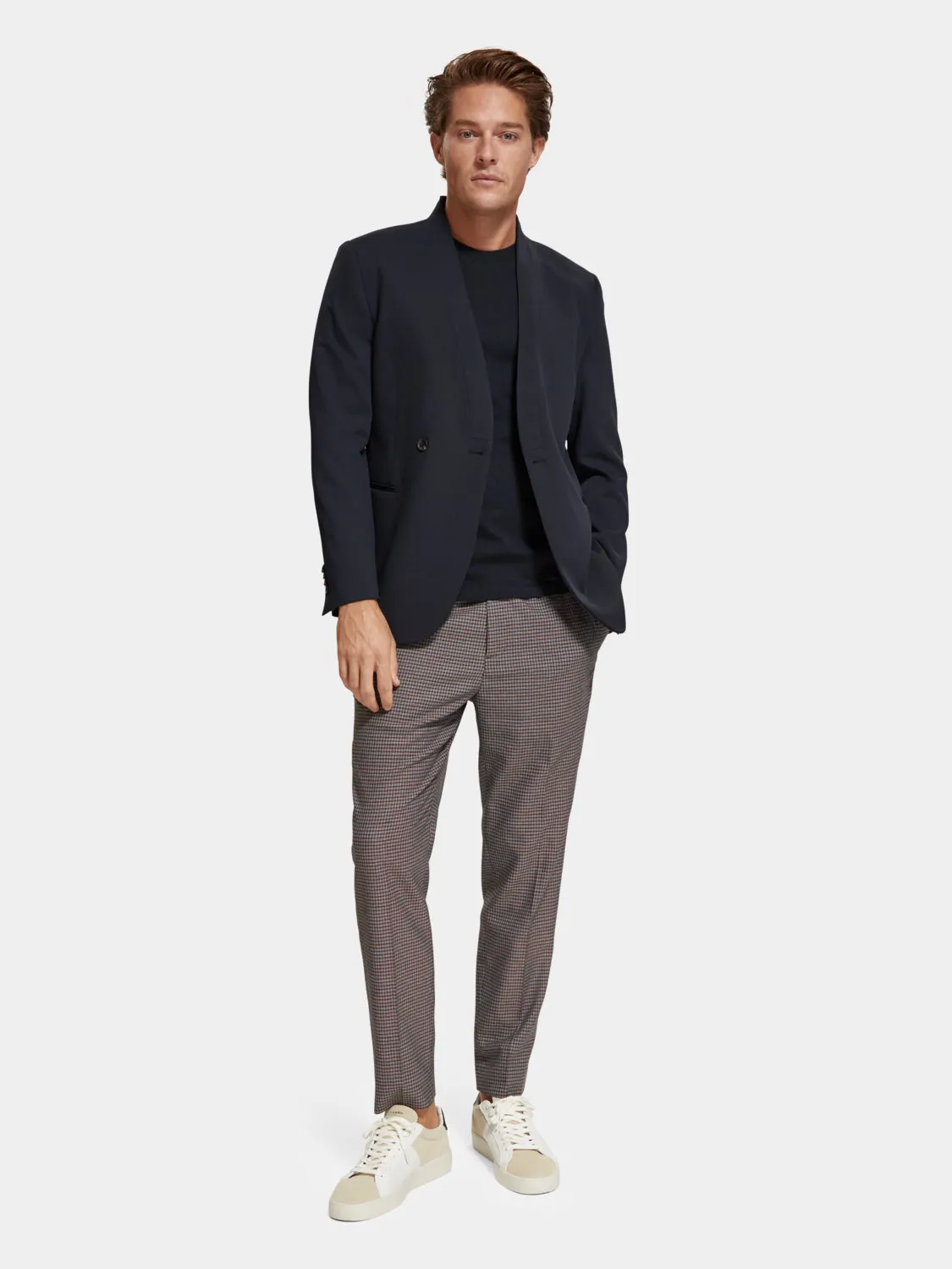 Double-breasted kimono collar blazer