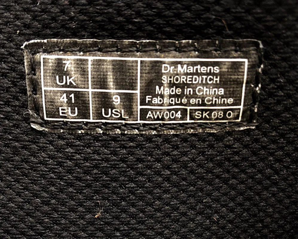 Dr. Martens Women's Shoreditch Black Leather Ankle Combat Boots - Size 9