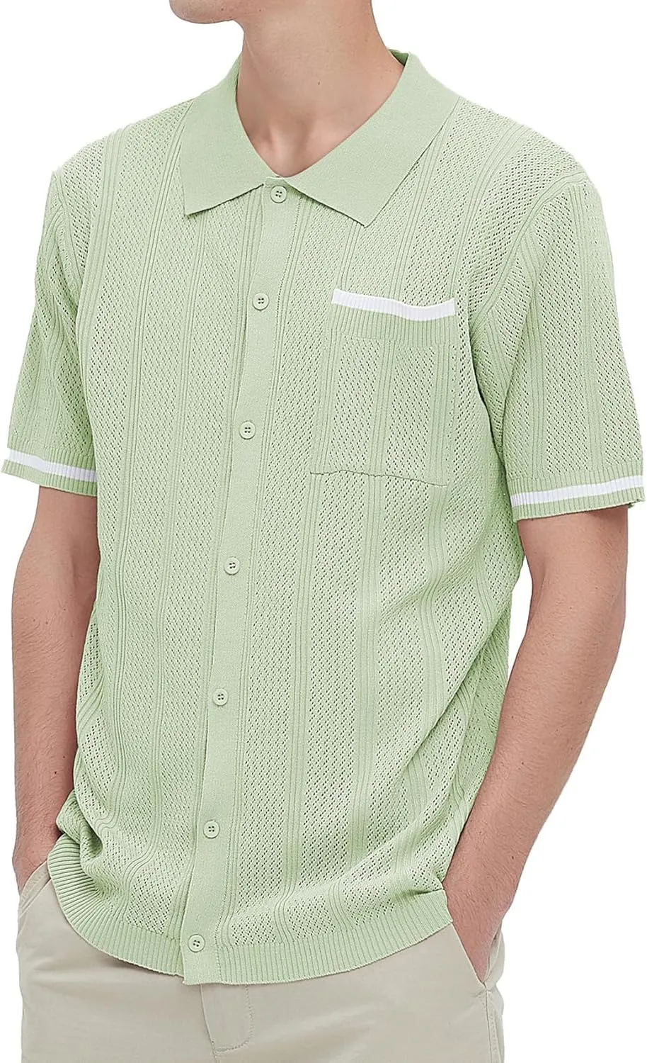 Durio Mens Shirts Short Sleeve Knit Polo Shirt Breathable Button Down Beach Shirts for Men Casual Shirt Summer Vacation