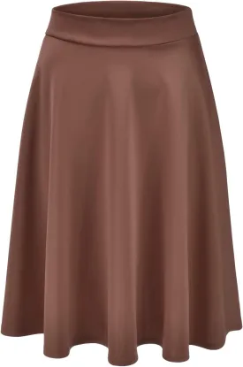 EIMIN Women's Basic Versatile Stretchy Flared Casual Midi Skater Skirt (S-3XL)