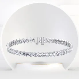 Emerald Shape Natural Diamond Diagonal Tennis Bracelet 18K Solid Gold