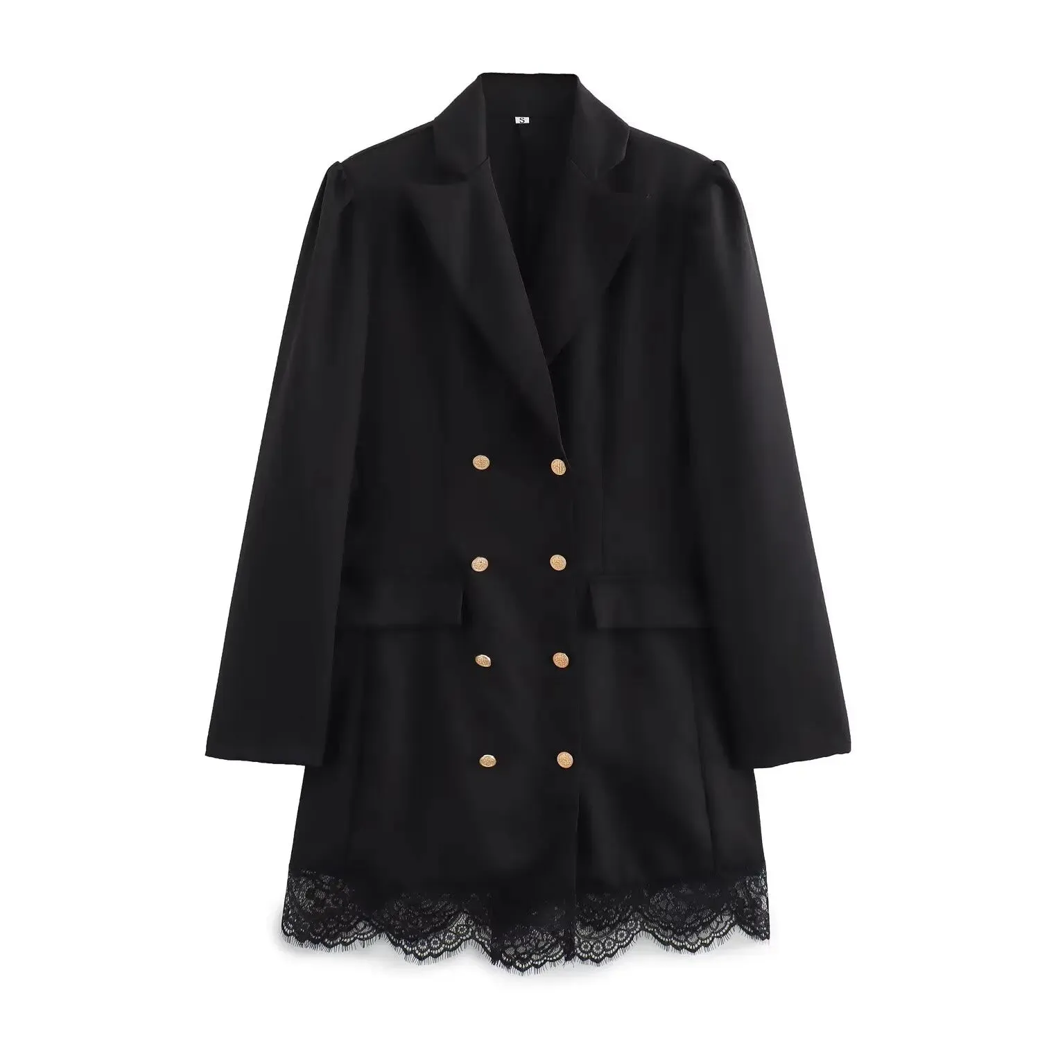 Erna Lace Trim Double Breasted Blazer Dress