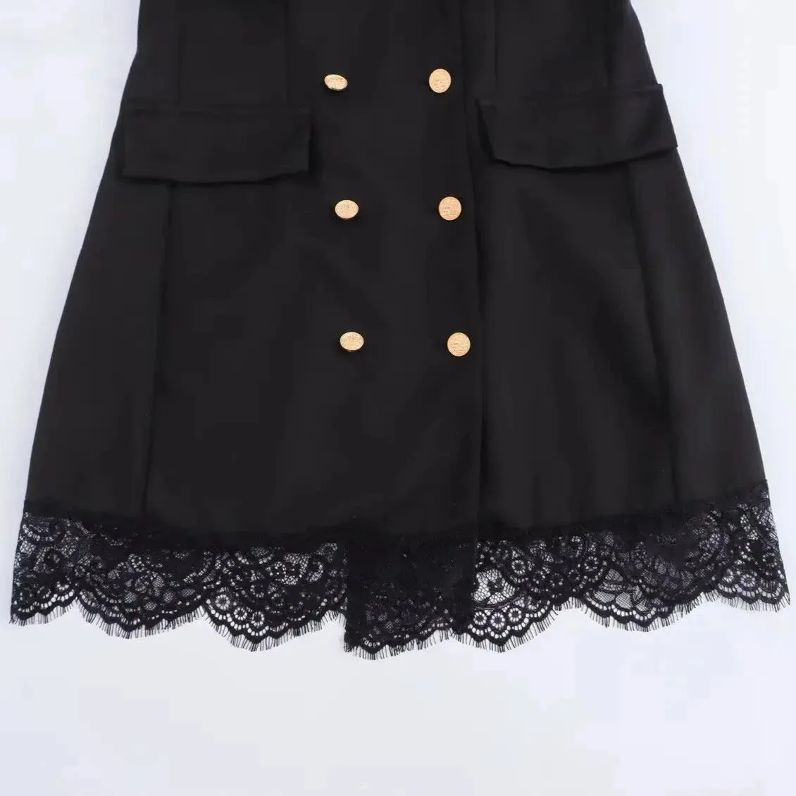 Erna Lace Trim Double Breasted Blazer Dress