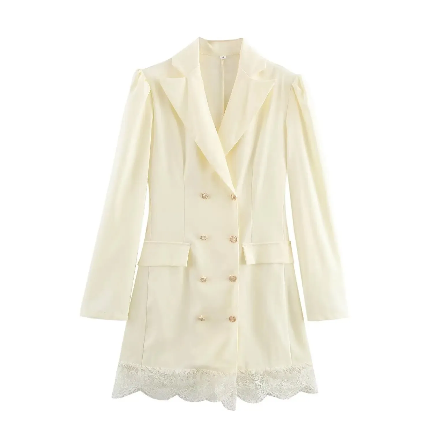 Erna Lace Trim Double Breasted Blazer Dress