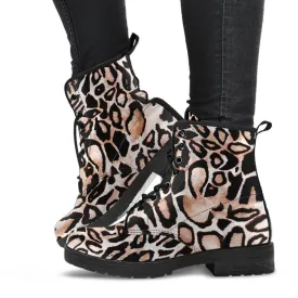 Fashion Combat Boots - Distressed Leopard Print #101 | Vegan Leather, Vegan Shoes, Custom Shoes Women, Women's Boots, Unisex Boots