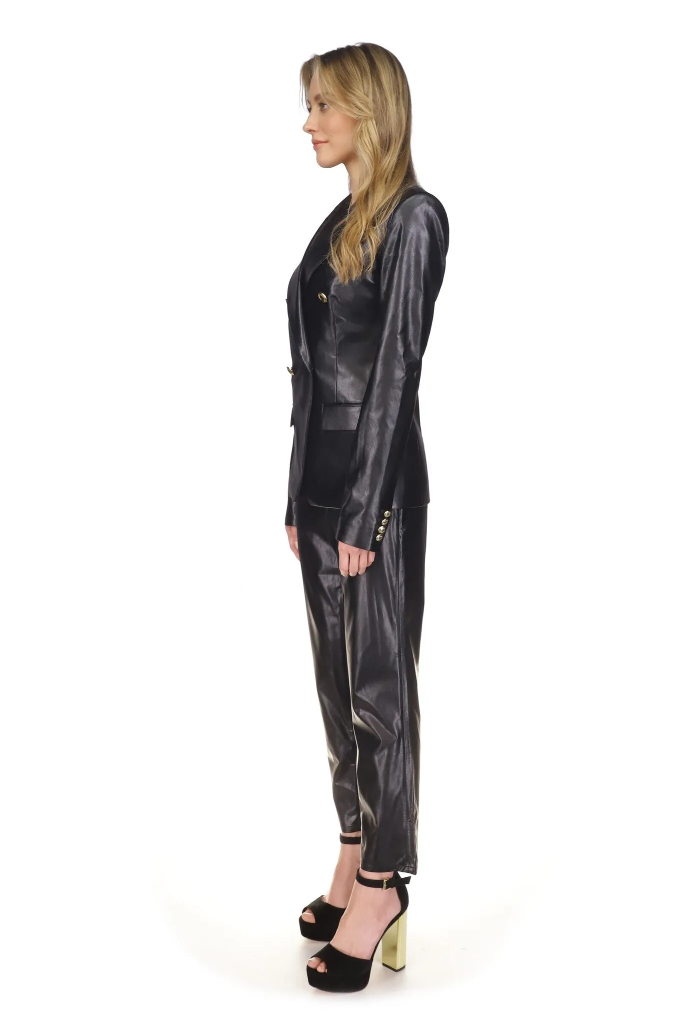 Faux Leather Blazer
