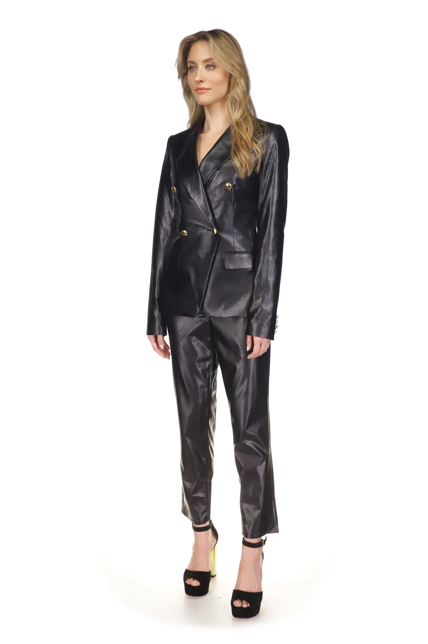 Faux Leather Blazer