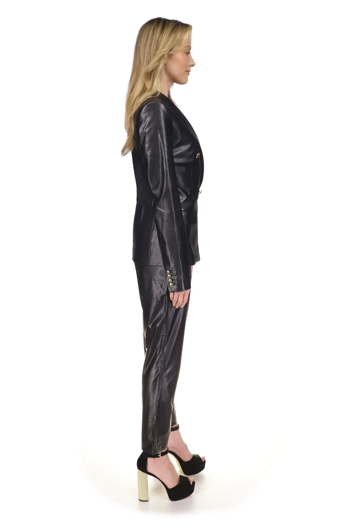 Faux Leather Blazer