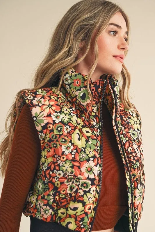 Floral Bliss Puffer Vest