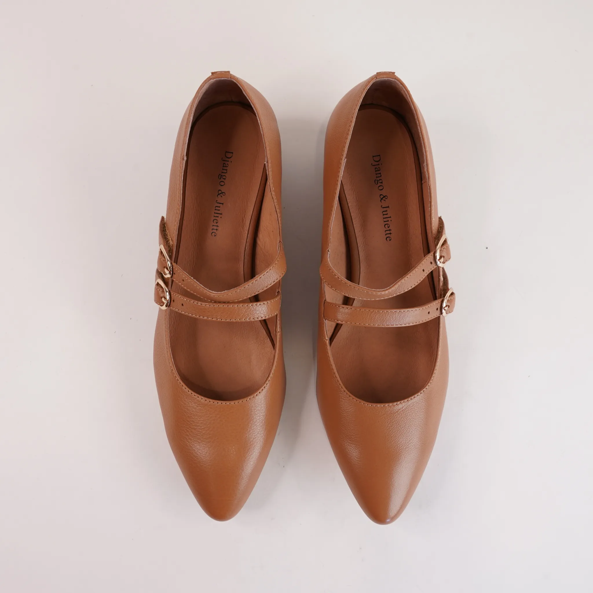 Fuela Dark Tan Leather Flats