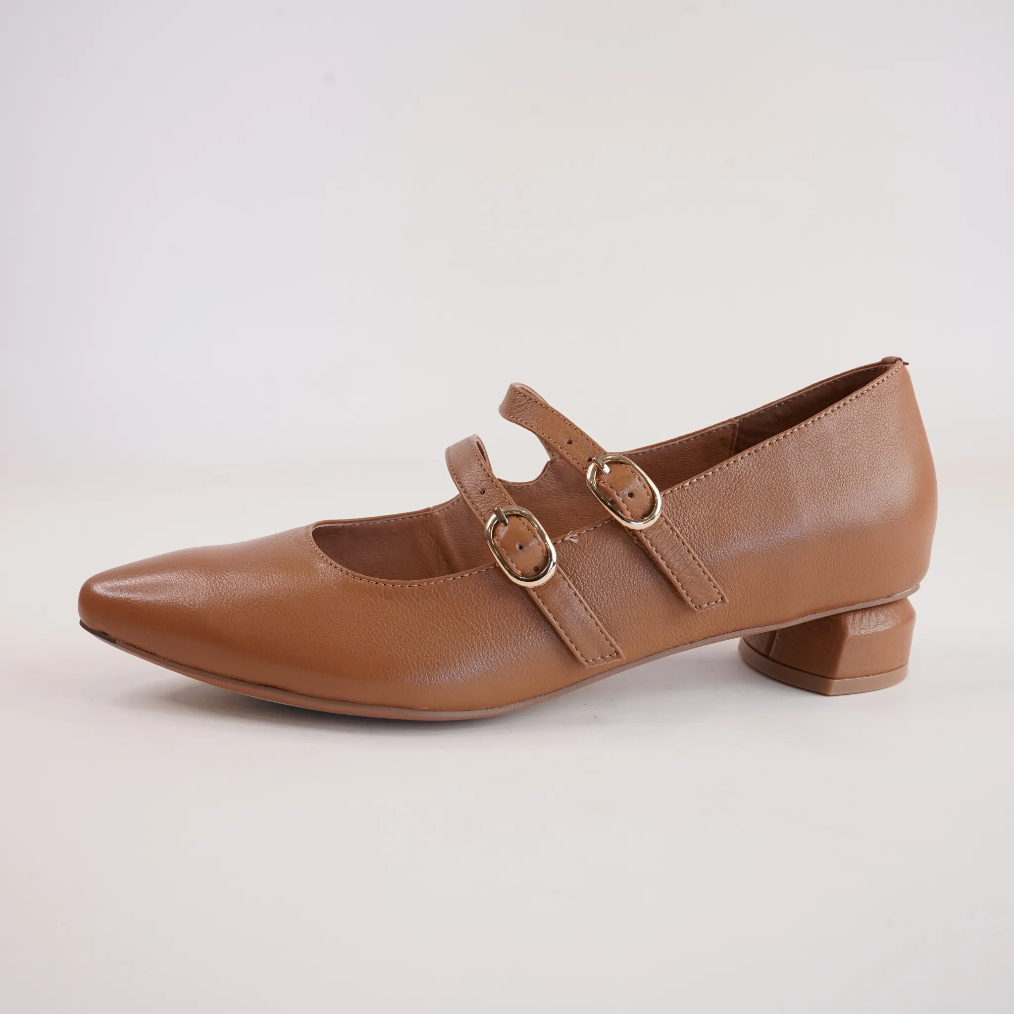 Fuela Dark Tan Leather Flats